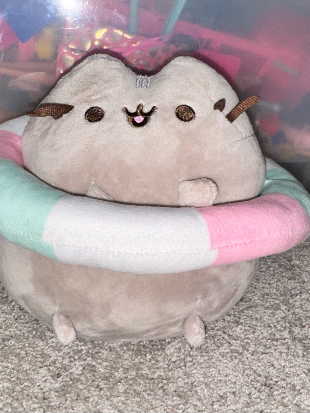 Pusheen 13” Plush Kitty Cat with Floatie Life Preserver Swim Ring - like new